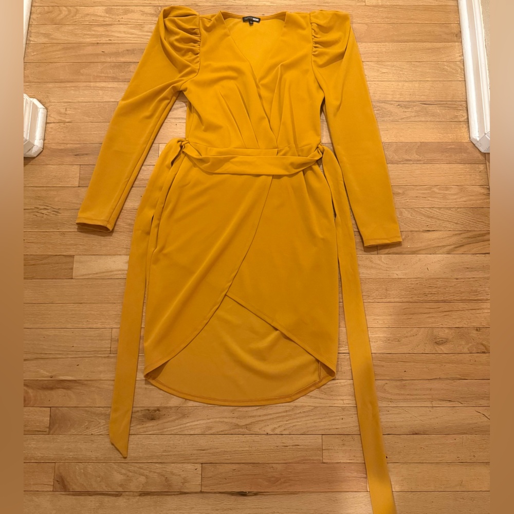 Fashion Nova Mustard Wrap Jumpsuit